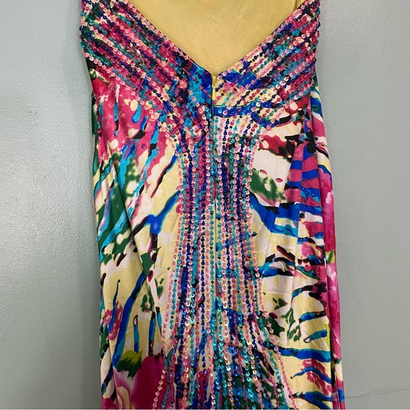 VTG Vintage‎ Cache Beaded Floral Watercolor Rainbow Size 2 Cut Out - Picture 10 of 16